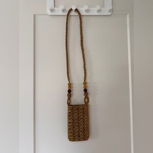 Sezane woven raffia crossbody pouch